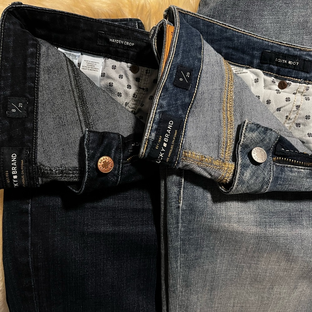 2 Pair Lot Lucky Brand Hayden Crop Mid/High Rise & Lolita Boot High Rise Jeans